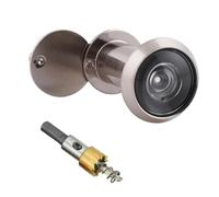 Spioncino per porta in ottone con frangivista, grandangolare 220°, lenti ottiche in vetro, diametro 16 mm, spioncino in ottone, con punta a foro con trapano, lunghezza regolabile, per porte di 35-60