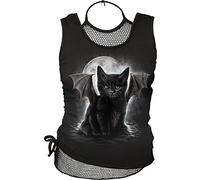 Spiral - Bat Cat - Canotta Nera Cotone e Rete, 2 in 1 per Donna - M
