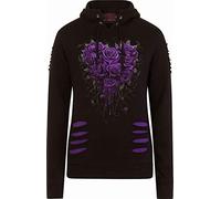 Spiral Bleeding Heart Donna Felpa con Cappuccio Nero M 100% Cotone Slim Fit