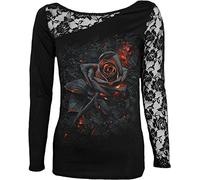 Spiral Burnt Rose Donna Maglia Maniche Lunghe Nero 95% Viscosa, 5% elasthane Regular