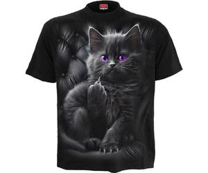 Spiral Cattitude Unisex T-Shirt Nero 100% Cotone Regular