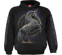 Spiral Celtic Unicorn Uomo Felpa con Cappuccio Nero 100% Cotone Regular