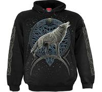 Spiral Celtic Wolf Uomo Felpa con Cappuccio Nero L 100% Cotone Regular