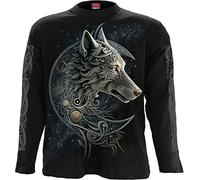 Spiral Celtic Wolf Uomo Maglia Maniche Lunghe Nero XL 100% Cotone Regular