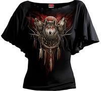Spiral Cry of The Wolf Donna T-Shirt Nero XXL 95% Viscosa, 5% elasthane Slim Fit