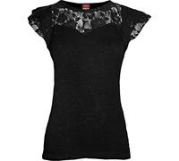 Spiral Direct Gothic Elegance-Lace Layered cap Sleeve Top T-Shirt, Nero (Black 001), 52 (Taglia Produttore: X-Large) Donna