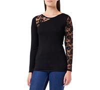 Spiral Direct Gothic Elegance-Lace One Shoulder Top Maglia a Maniche Lunghe, Nero (Black 001), 44 (Taglia Produttore: Medium) Donna