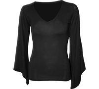 Spiral Direct Gothic Elegance - V Neck Goth Sleeve Top Black, Maglia a Maniche Lunghe Donna, Nero (Black 001), 56 (Taglia Produttore: XX-Large)