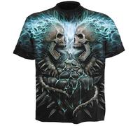 Abbigliamento Spiral: Flaming Spine Allover T-shirt Black (T-Shirt Unisex Tg. S)