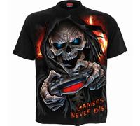 Spiral Direct Respawn Video Gioco Gamer Teschio Fuoco Goth Punk T Shirt T183M101