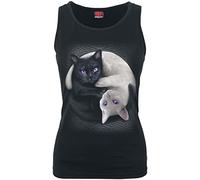 Spiral Direct Yin Yang Cats-Razor Back Top, Nero (Black 001), 52 (Taglia Produttore: X-Large) Donna