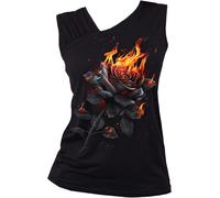 Spiral - Flaming Rose - Gathered Shoulder Slant Vest Black XXL Black