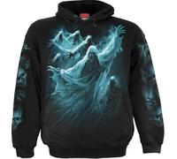 Spiral Ghost Skull Uomo Felpa con Cappuccio Nero L 100% Cotone Regular