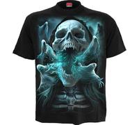 Spiral Ghost Skull Uomo T-Shirt Nero 100% Cotone Regular