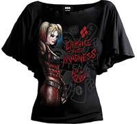 Spiral: Harley Quinn - Embrace Madness - Boat Neck Bat Sleeve Top T-Shirt NUOVO