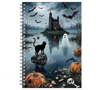 Spiral Journal Gothic Castle Ghost - Black Cat Pumpkin Bat Cover Journal | Castle Ghost Black Cat Pumpkin Bat Cover Journal Notebook | for Note Taking Office College Work Spiral Journal Gothic