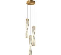 Spiral Luxury Crystal Pendant Light Dimmable LED Staircase Chandelier Modern Ceiling Hanging Lamp for Dining Room Home Decor Bedroom Living Suspended Fixture