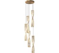 Spiral Luxury Crystal Pendant Light Dimmable LED Staircase Chandelier Modern Ceiling Hanging Lamp for Dining Room Home Decor Bedroom Living Suspended Fixture