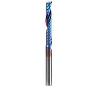 Spiral Milling Cutter Single Blade Tungsten Steel Blue Plating CNC Tools, 4x25x50mm Nano Coated Router Bit with High Chip Removal Efficiency for Wood Plastic Aluminum