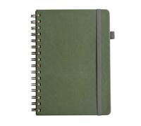 Spiral Notebook, 100 Sheets 200 Pages A5, Green Faux Leather | Include fascia elastica, portapenne e tasca interna; design professionale per scrivere in ufficio e diario quotidiano.