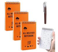 Spiral Quaderno Appunti Impermeabile, 3 Pezzi A7 Taccuino Tascabile Resistente All'acqua con Penna, Block Notes Piccoli Mini Notebook 5 Minute Journal per I Viaggi, La Scuola, Il Lavoro (Arancione)