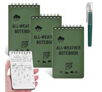 Spiral Quaderno Appunti Impermeabile, 3 Pezzi A7 Taccuino Tascabile Resistente All'acqua con Penna, Block Notes Piccoli Mini Notebook 5 Minute Journal per I Viaggi, La Scuola, Il Lavoro (Verde)