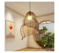 Spiral Rattan Art Lamp Shade Vintage Chandelier Pendant Lights Wicker Chinese Style Home Basket Woven Hanging Light E26/E27 Base, for Living Room Bedroom Kitchen(30 * 50cm)