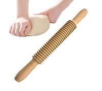 Spiral Rolling Pin - Multipurpose Wooden Dough Roller, Threaded Baking Pin, Kitchen Dough Tool | Pastry Noodle Dumpling Baking Accessories, for Pizza Bread Cookie Cake Homemade Cooking Preparation