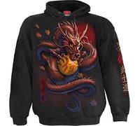Spiral Samurai Uomo Felpa con Cappuccio Nero 100% Cotone Regular