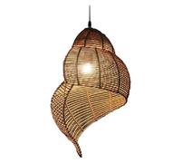 Spiral Shade Basket Vintage Pendant Kitchen Over Wicker Woven Chandelier Rattan Lamp Light Fixture for Living Dining Room Restaurant(Brown,35 * 55cm)