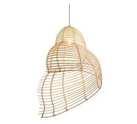 Spiral Shade Basket Vintage Pendant Kitchen Over Wicker Woven Chandelier Rattan Lamp Light Fixture for Living Dining Room Restaurant(Natural,30 * 50cm)
