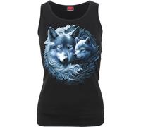 Spiral Wolf Guardian Donna Top Nero S 100% Cotone Slim Fit