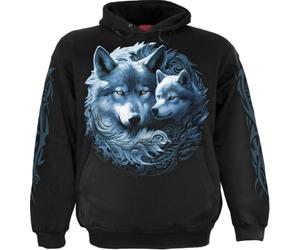Spiral Wolf Guardian - Hoodie Uomo Felpa con Cappuccio Nero M 100% Cotone Regular