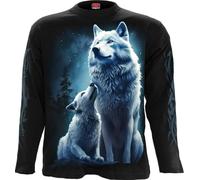 Spiral Wolf Guardian - Longsleeve Uomo Maglia Maniche Lunghe Nero XL 100% Cotone Regular