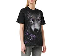 Spiral Wolf Roses Uomo T-Shirt Nero L 100% Cotone Regular