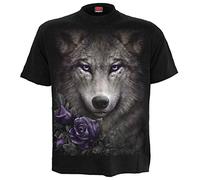 Spiral Wolf Roses Uomo T-Shirt Nero M 100% Cotone Regular