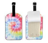 Spirale arcobaleno tie-dye,Etichette per bagagli in pelle PU, etichette per bagagli resistenti da viaggio, 2 pezzi