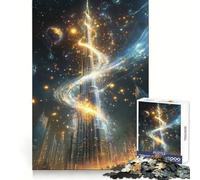 Spirale Celeste - Paesaggio Notturno Mistico del Burj Khalifa Puzzle da 1000 Pezzi per Adolescenti Puzzle Divertente Intellettualmente Leggero Ricreazione Taglio Pregiato Unico Regalo di Natale