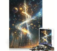 Spirale Celeste - Paesaggio Notturno Mistico del Burj Khalifa - Puzzle da 1000 pezzi per adulti - Allenamento della memoria - Evasione rilassante - Taglio perfetto - Sorpresa di Natale (38x52cm)