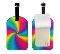 Spirale colorata arcobaleno,Etichette per bagagli in pelle PU, etichette per bagagli resistenti da viaggio, 2 pezzi