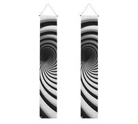 Spirale illusione ottica gif Portico Banner Decorazioni 2PCS Poliestere Congrats Grad Hanging Banner per porta d'ingresso, Cortile, Cerimonia o Feste, Riutilizzabile, Lavabile con aste e corde