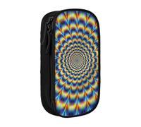 Spirale illusione ottica GIF stampa pratico astuccio multi-scomparto ufficio viaggi scuola arte forniture quotidiane, Nero , Taglia unica, Con tasca per il