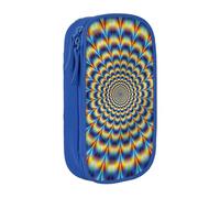 Spirale illusione ottica GIF stampa pratico astuccio multi-scomparto ufficio viaggi scuola arte forniture quotidiane, Blu, Taglia unica, Con tasca per il