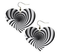 Spirale illusione ottica gif stampe eleganti orecchini a forma di cuore leggeri accessori da donna perfetti per feste e San Valentino.