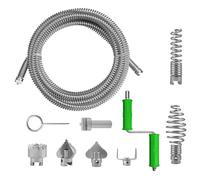 Spirale per la pulizia dei tubi, 5 m × 12mm,con 6 pezzi, testa di taglio,Sonda Sturatubi di spirale,per blocchi ostinati, processo di elettroforesi