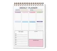 Spirali Bounds Organizzatori Notebook con Materiali PP resistenti allo strappo Sezione Tracker di progresso per lavoro Studio Obiettivo Copertura PP Lista di controllo Cancelleria Lacrima Monitoraggio