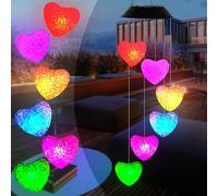 Spirali che cambiano colore, campanelli LED ad energia solare, decorazioni romantiche per esterni, per patio, cortile con gancio (cuore)