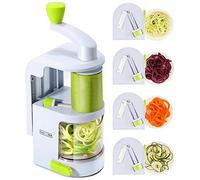 Spiralizer Affettatrice per verdure (lame rotanti 4 in 1) Spiralizzatore per verdure resistente con forte ventosa, Zoodle/Spaghetti/Pasta Maker (libro di ricette e spazzola per la pulizia)