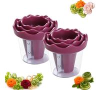 Spiralizer For Vegetables, Vegetable Spiralizer, Fruit Slicer Cups，Purple | Manual Vegetable Spiralizer and Curler for Rose Flower Carving, Stainless Steel Cutting Edge for Various Firm Vegetables