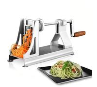 Spiralizzatore di Verdure, Affettatrice a Spirale di Verdure in Acciaio Inossidabile a 3 Lame, Patate Sminuzzate a Cascata Multifunzione, Macchina per Spaghetti Manuale Regolabile per Zucchine Verdure